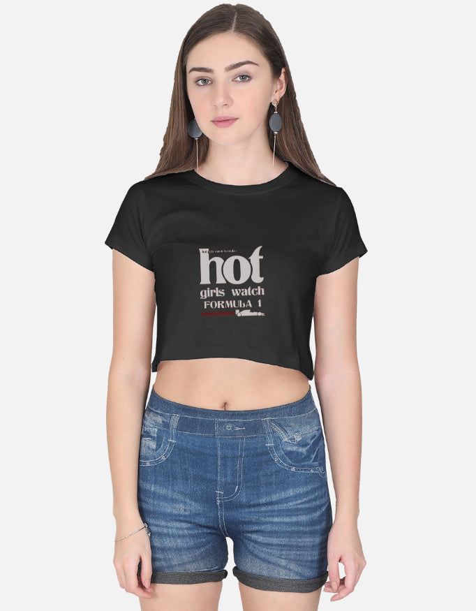 "Hot Girls Watch Formula 1" Graphic Crop Top