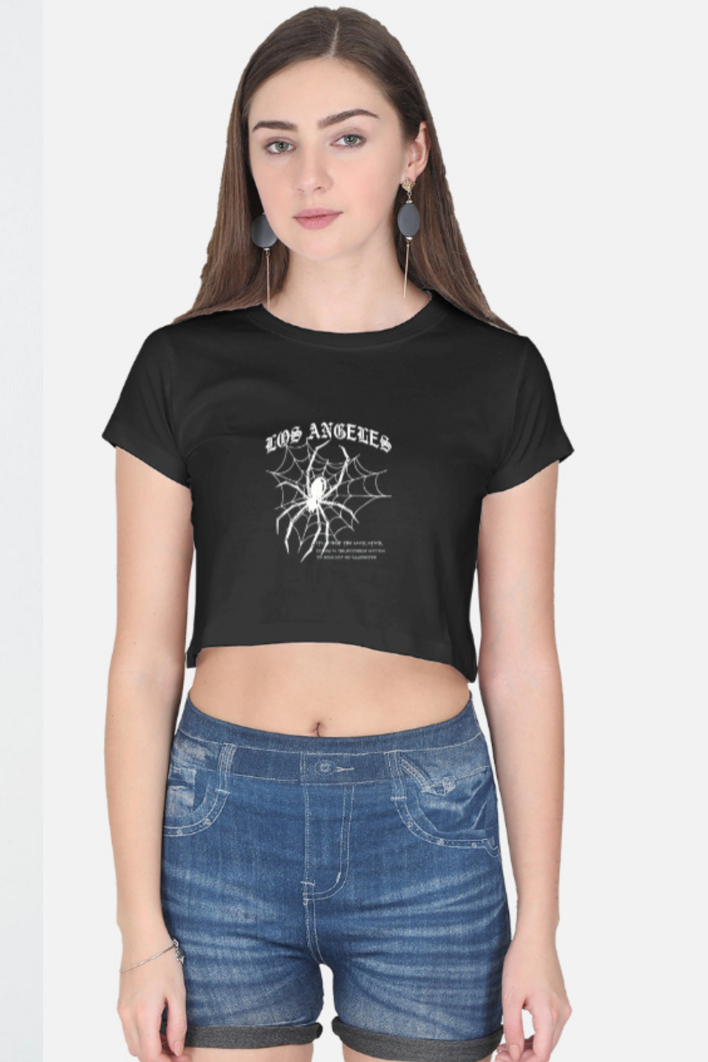 Los Angeles Spider Web Graphic Crop Top