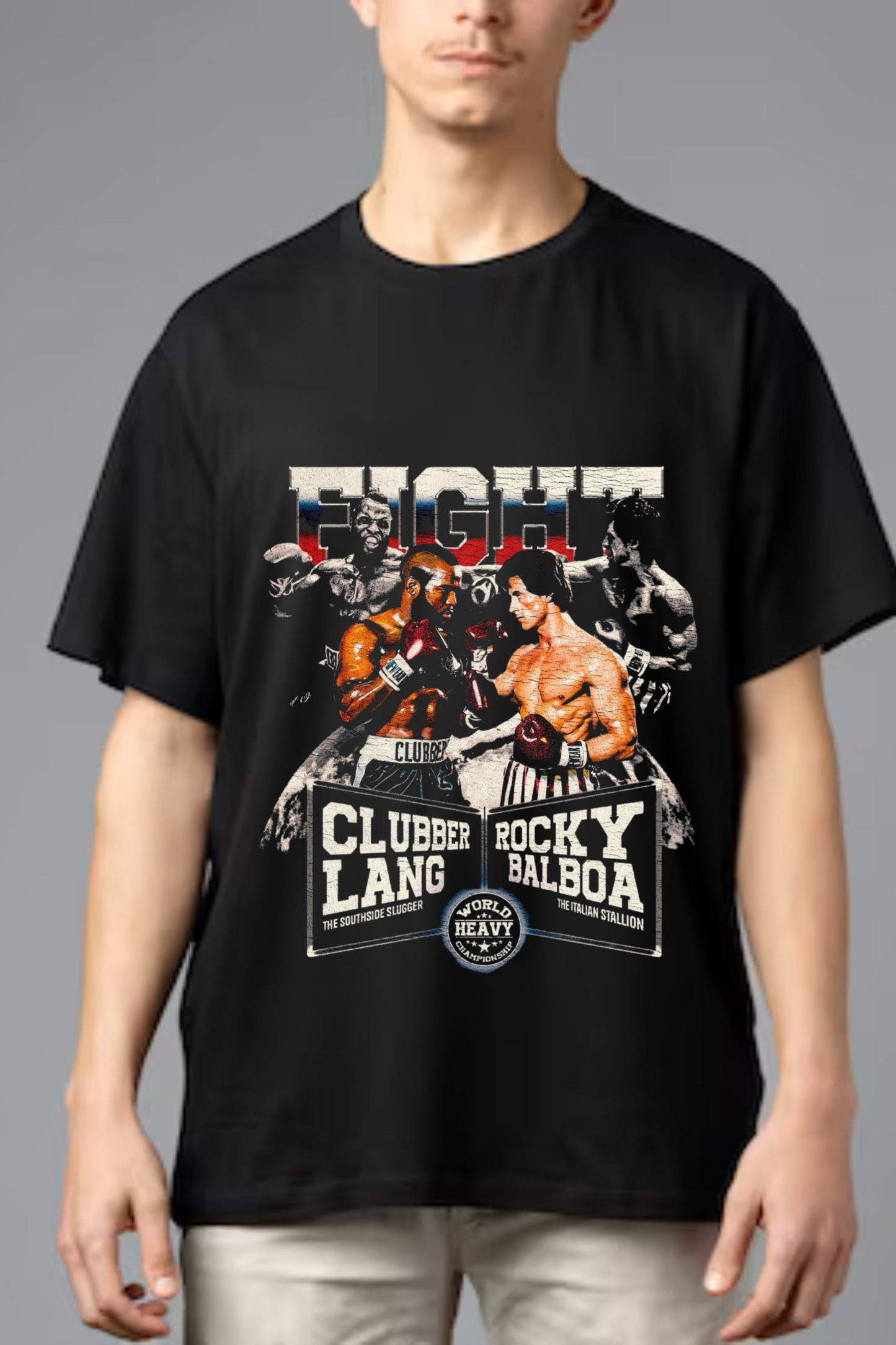 Alaseee x Rocky Balboa vs Clubber Lang – Boxing Legends Oversized Tee