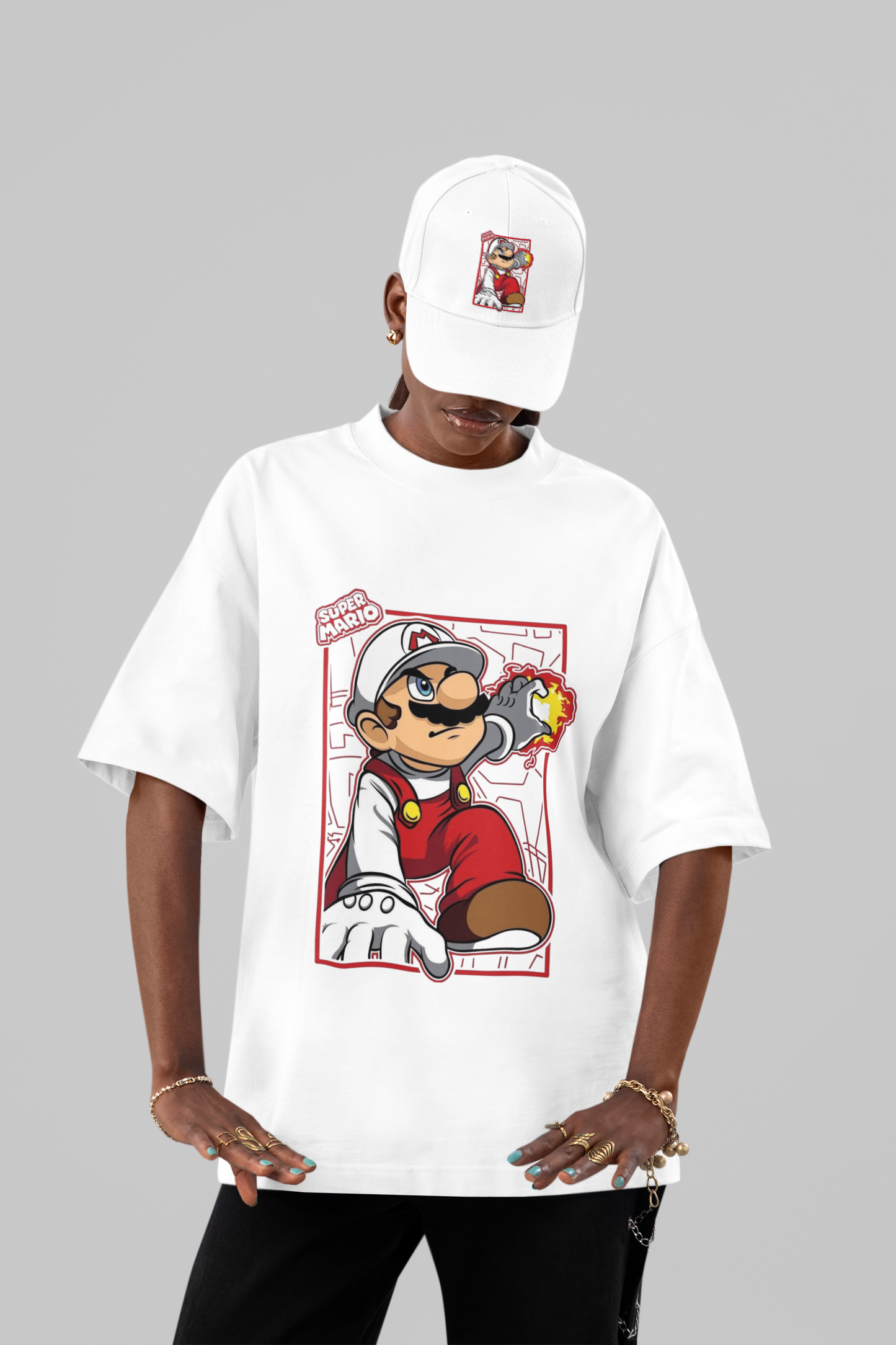 Super Mario Fire Mode Oversized Tee