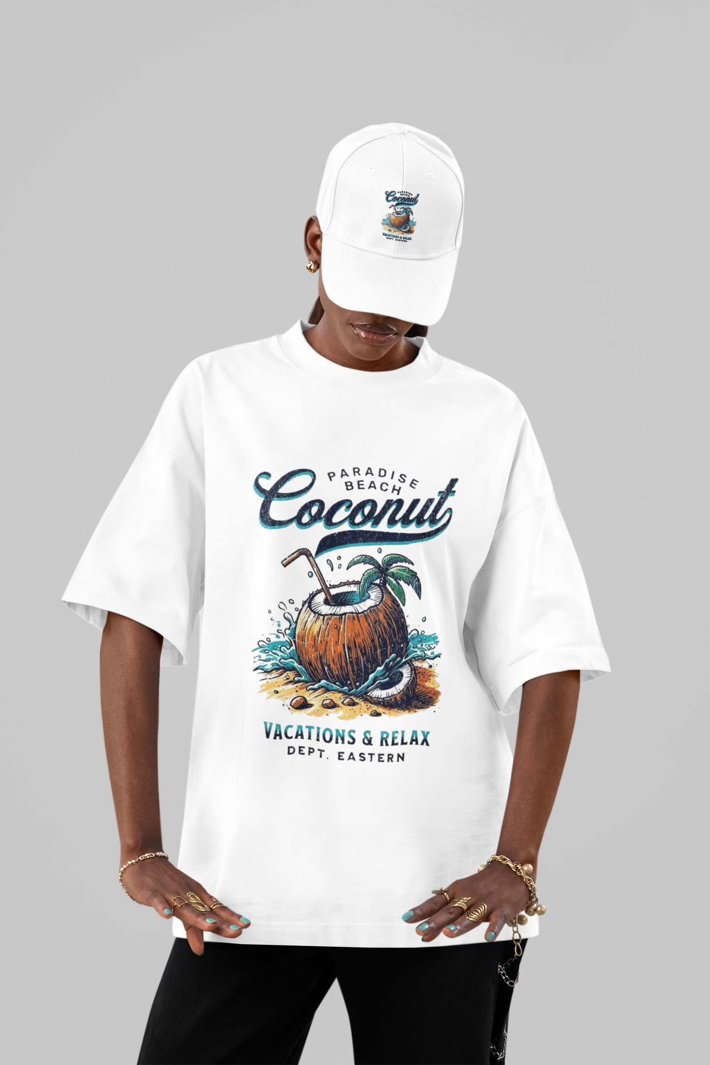 Paradise Beach Coconut Vacation Graphic Tee