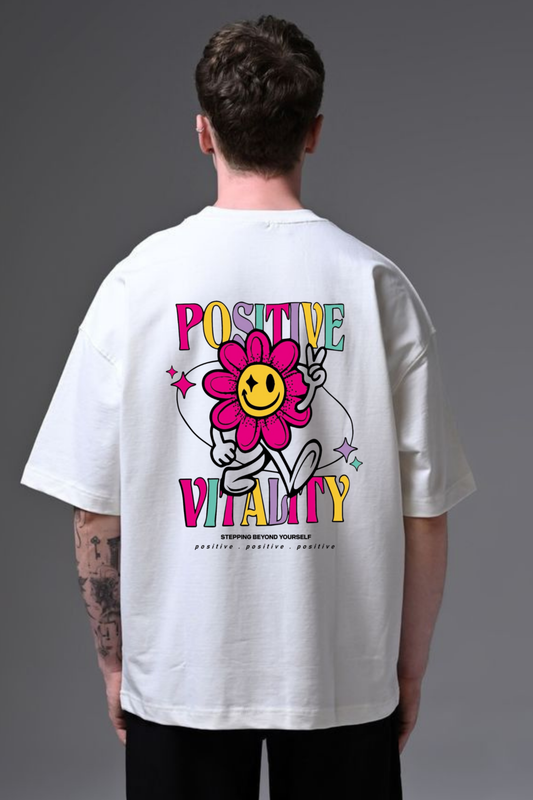 Positive Vitality Oversized Tee – Feel-Good Flower Power