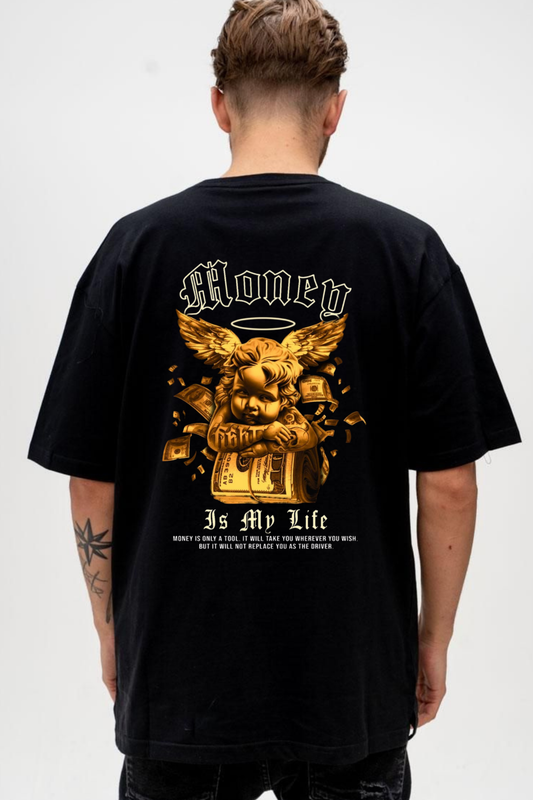 Money Is My Life Oversized Tee – Golden Hustle Edition