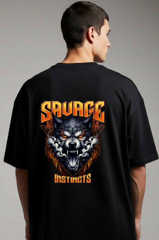 Savage Instincts Graphic T-Shirt – Wolf Flame Design