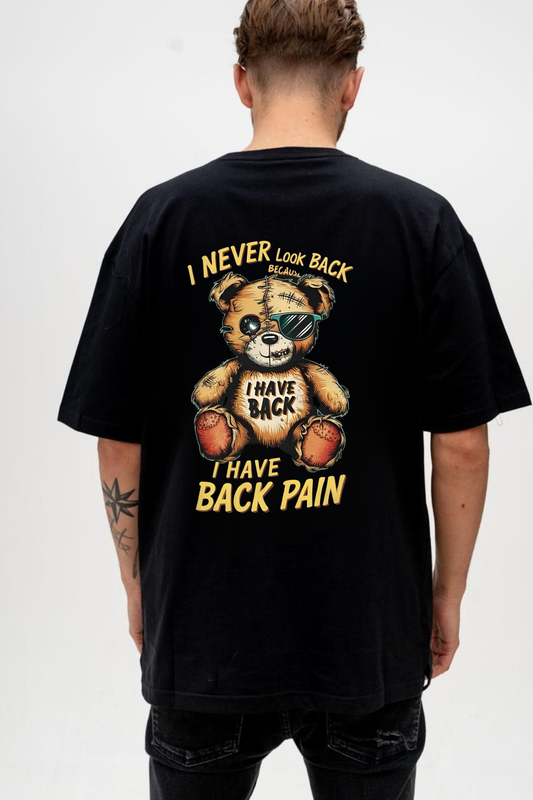 "Back Pain Bear" Graphic Tee – Funny Retro Teddy Shirt