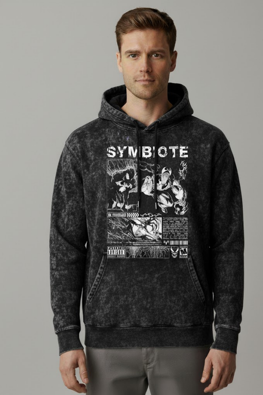 'Symbiote' Acid Wash Comic Panel Hoodie