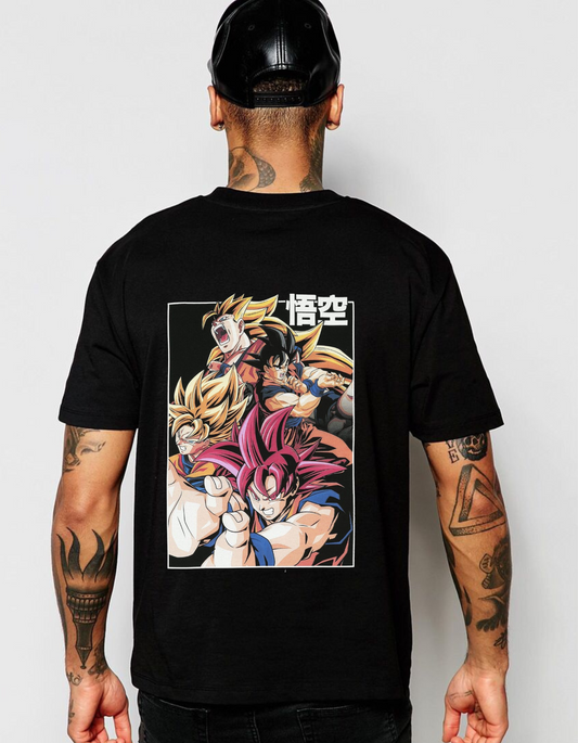 Goku Super Saiyan Evolution Dynamic Back Print T-Shirt