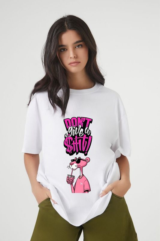 "Don't Give a $h!t" Graphic Tee – Cool Pink Panther Edition