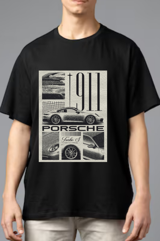 Alaseee “Porsche 911 Turbo S” Oversized Tee – Retro Motorsport Edition