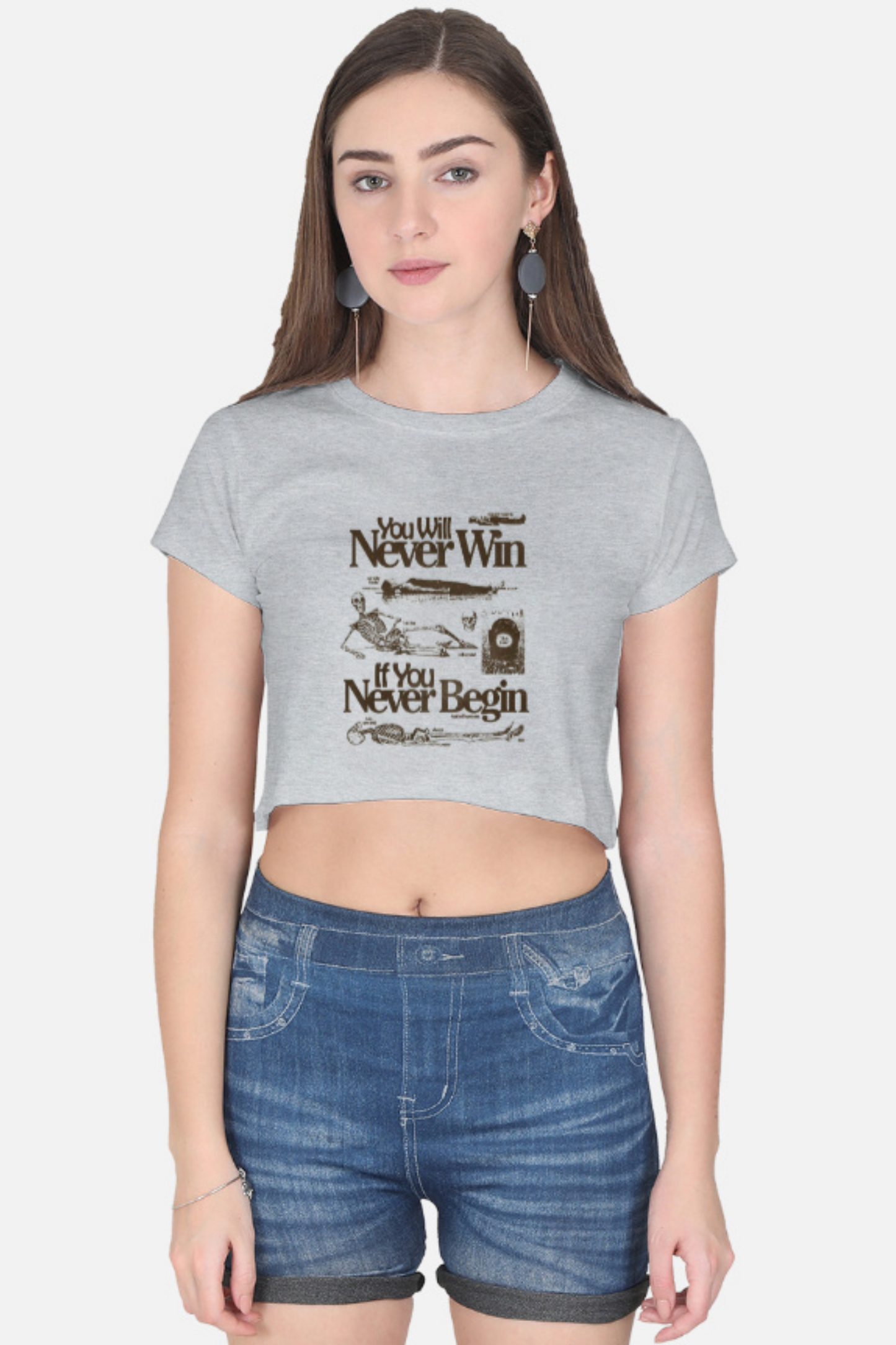 Heather Grey Motivational Crop Tee