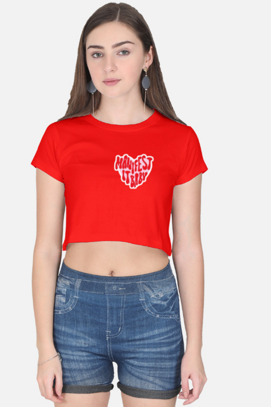 Alaseee “Manifest It Baby” Black Crop Tee