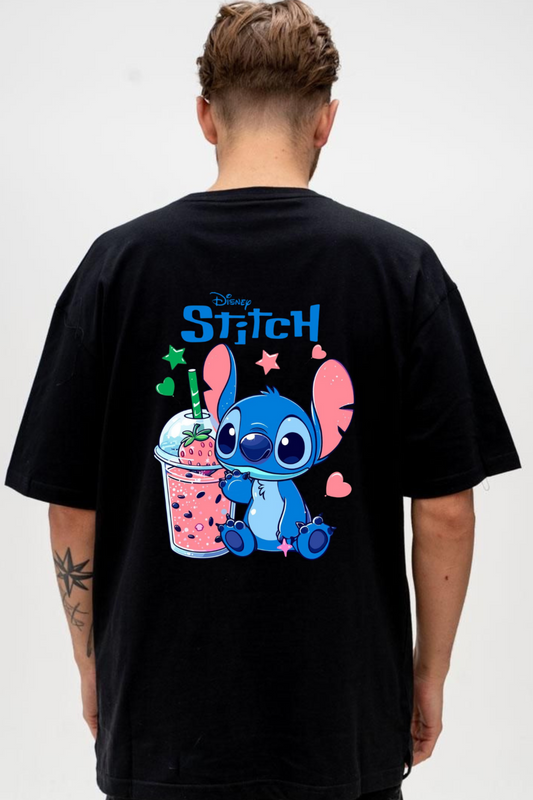 Stitch & Strawberry Drink Oversized Tee – Disney Edition