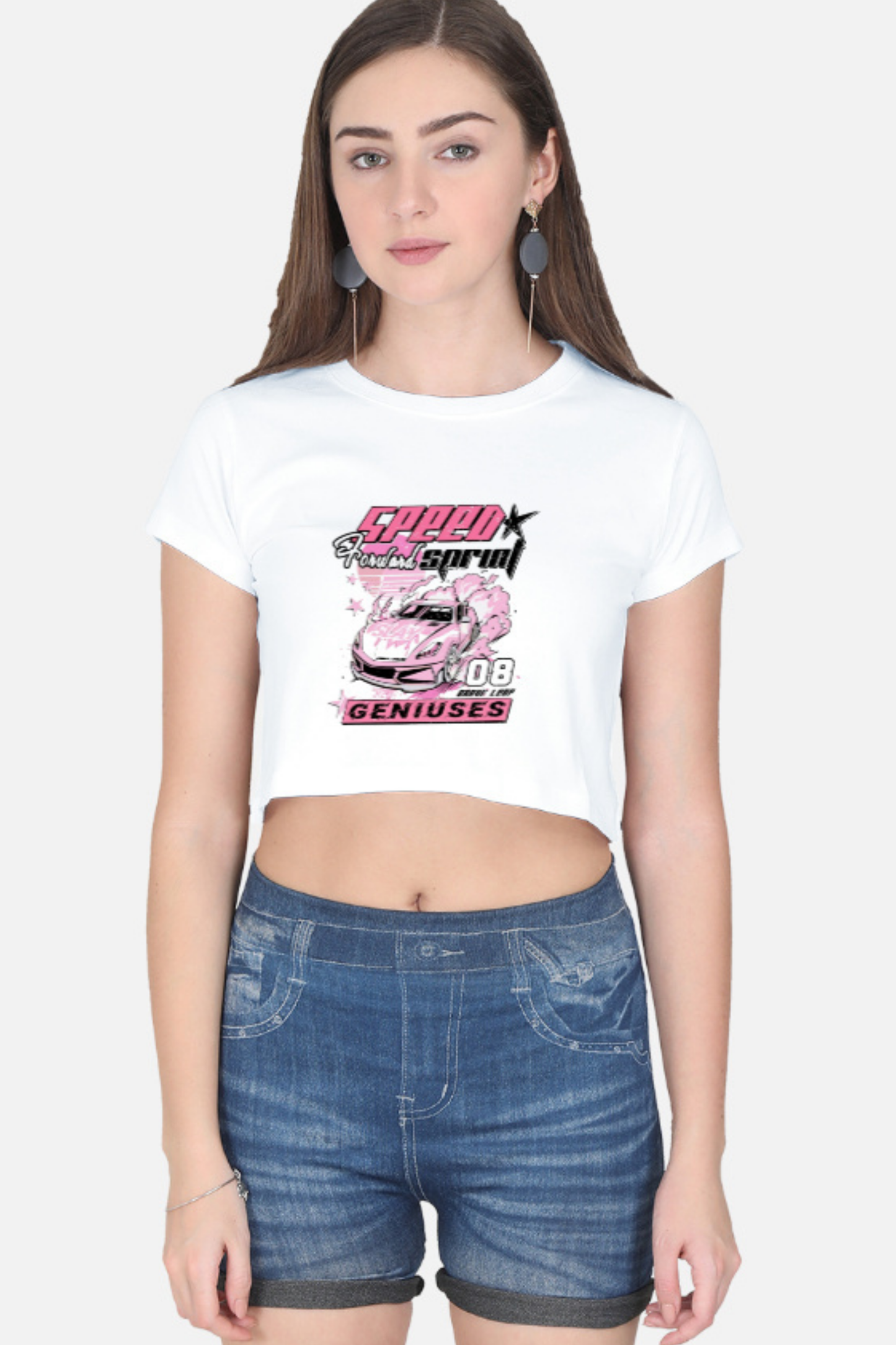 Pink Speed Drift Crop Tee