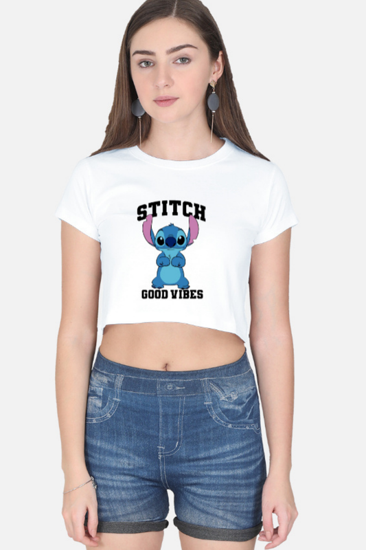 Stitch Good Vibes Crop Tee