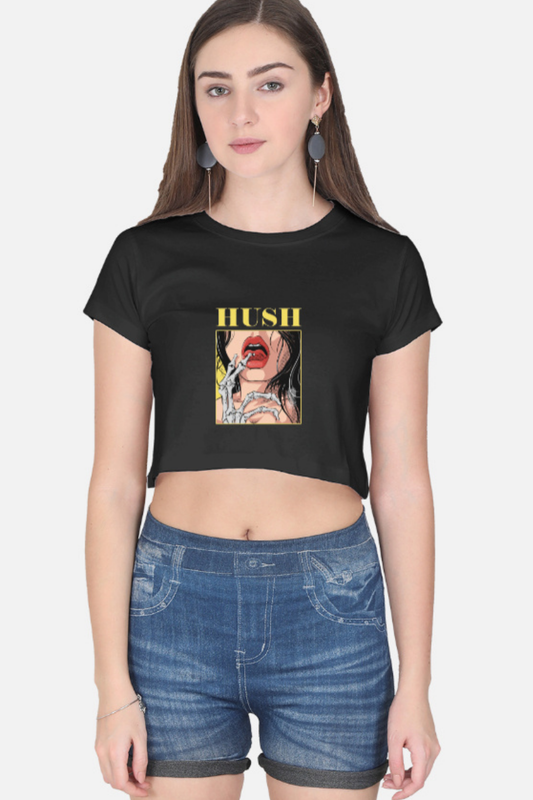 HUSH Skeleton Hand Graphic Crop Tee