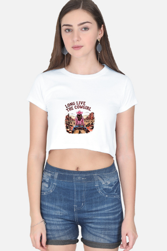 Long Live the Cowgirl" Graphic Crop Tee