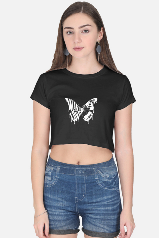 Drippy Butterfly Cropped Tee - Edgy Aesthetic