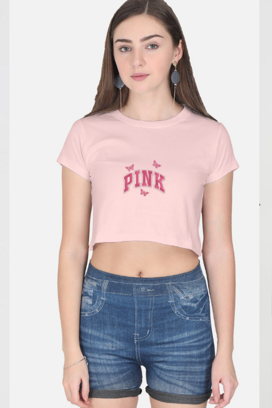 PINK Butterfly Collegiate Cropped Tee