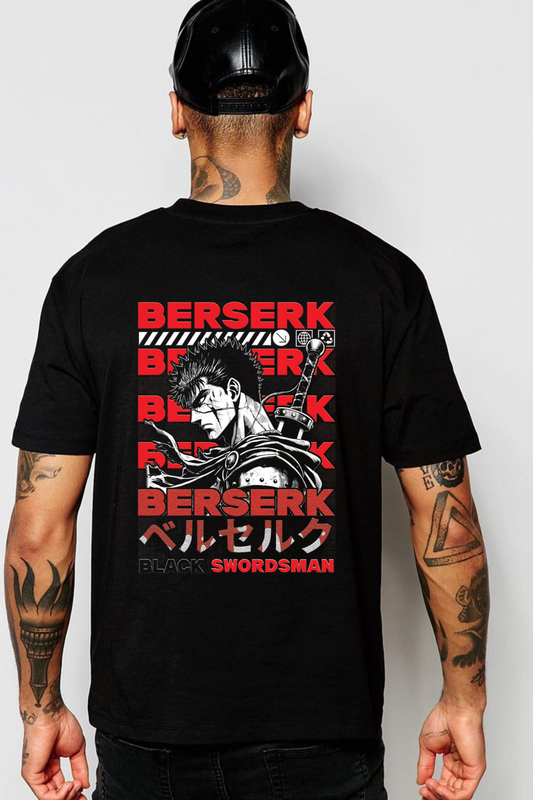 Berserk Guts 'Black Swordsman' Back Print Graphic Tee