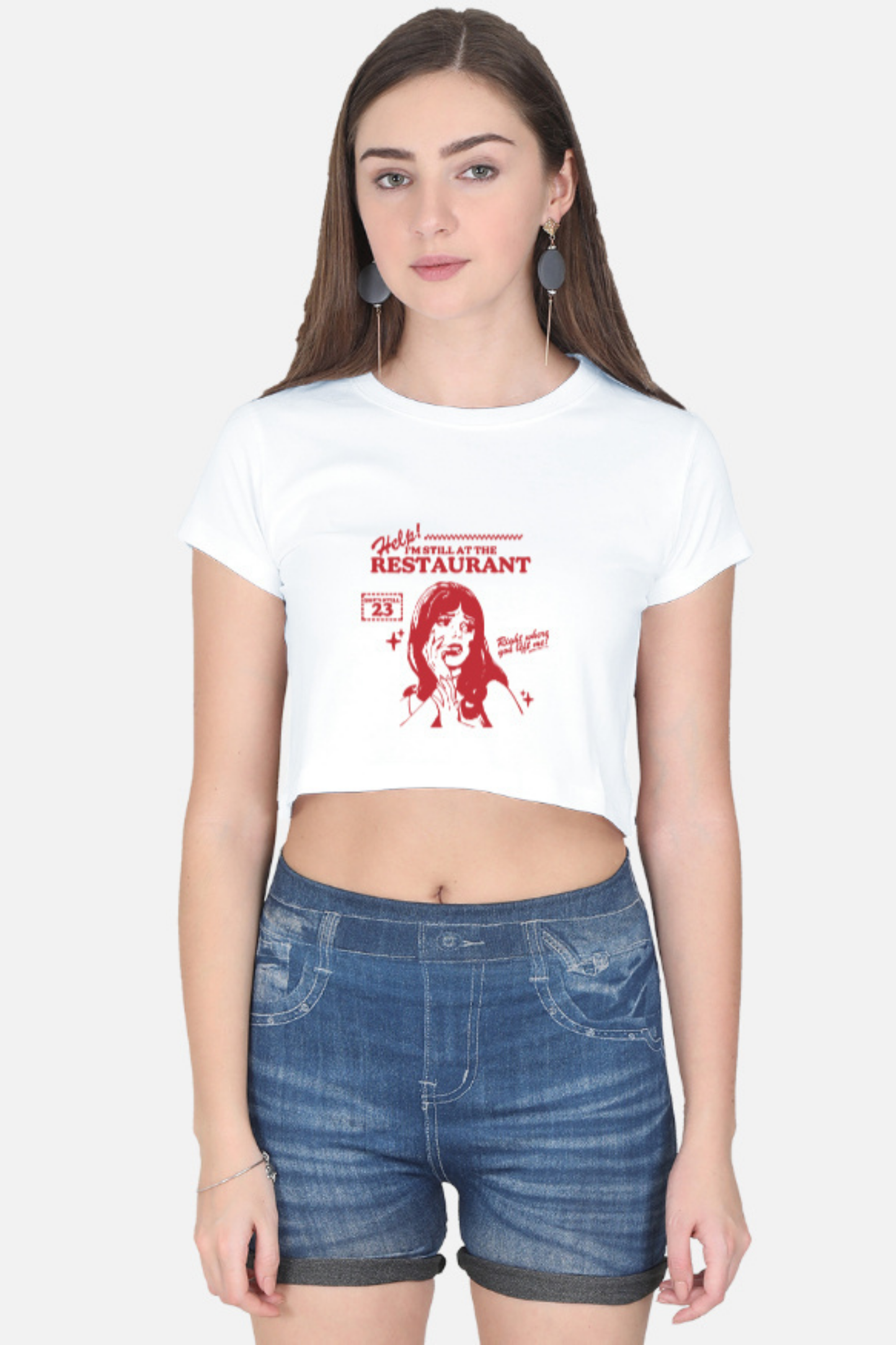 STILL AT THE RESTAURANT" Retro Pulp Comic Crop Top