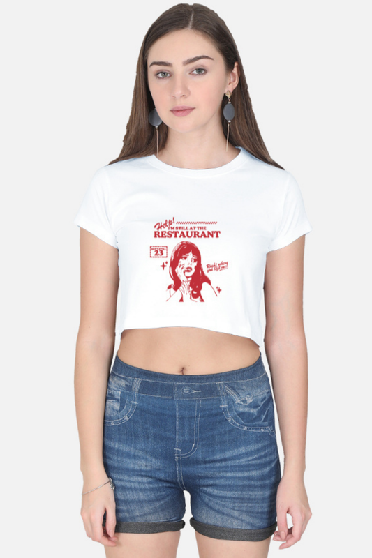 STILL AT THE RESTAURANT" Retro Pulp Comic Crop Top