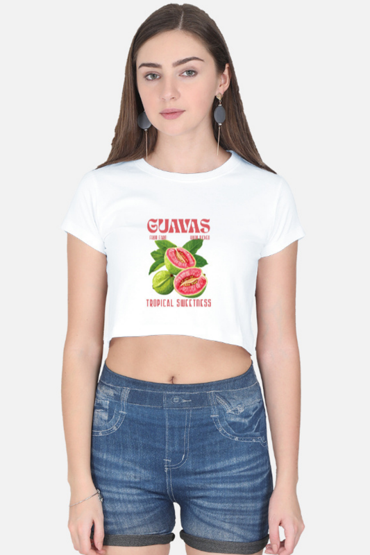GUAVAS" Tropical Sweetness Crate Label Crop Top