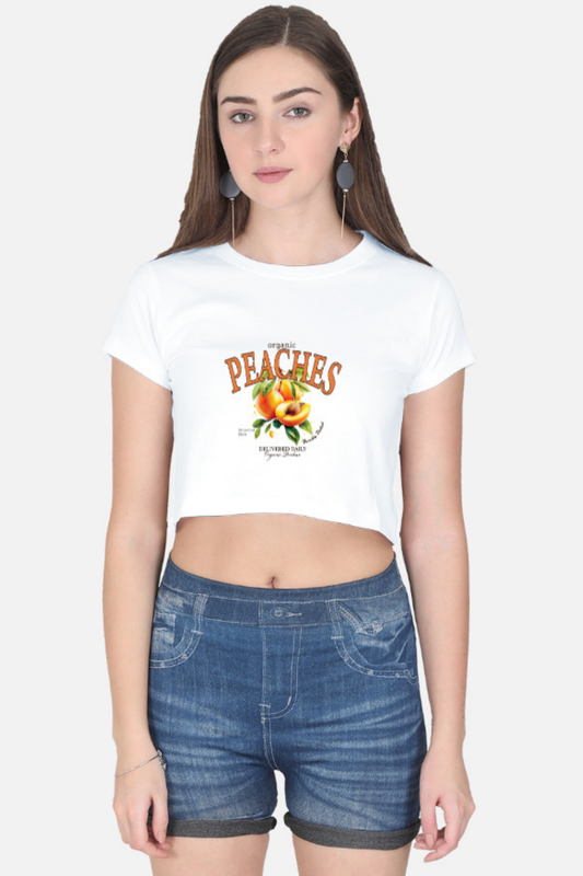 PEACHES" Freshly Picked Organic Label Crop Top