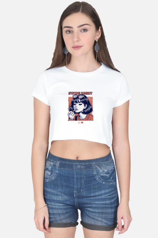 The "Swipe Right" Retro Babe Crop Tee