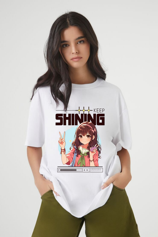 Keep Shining" Anime Oversized Graphic Tee