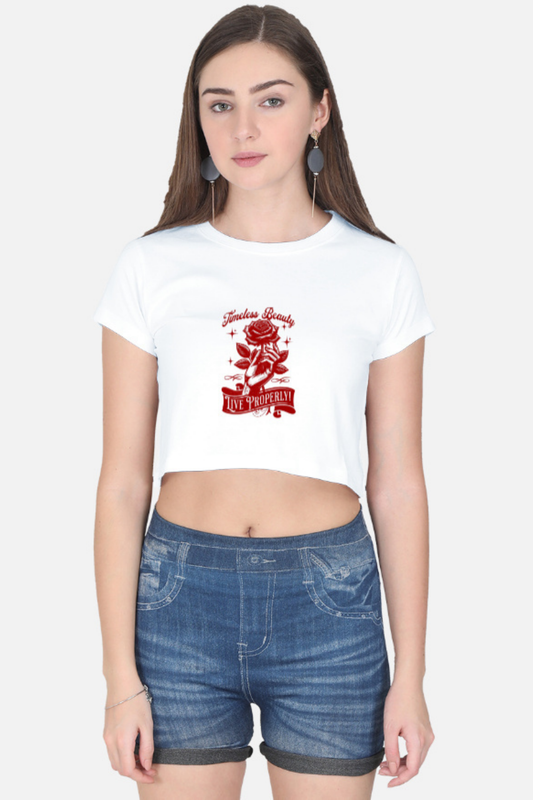 Timeless Beauty Rose Graphic Crop Top