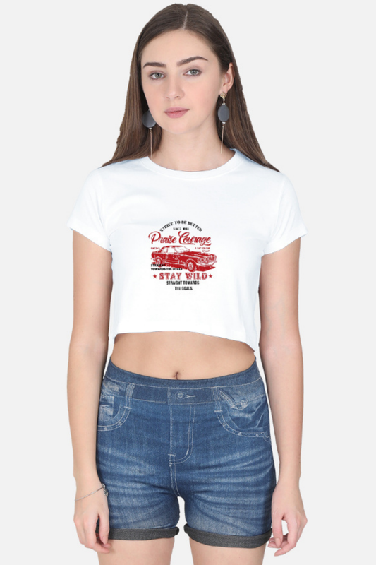 Praise Courage, Stay Wild" Muscle Car Crop Top