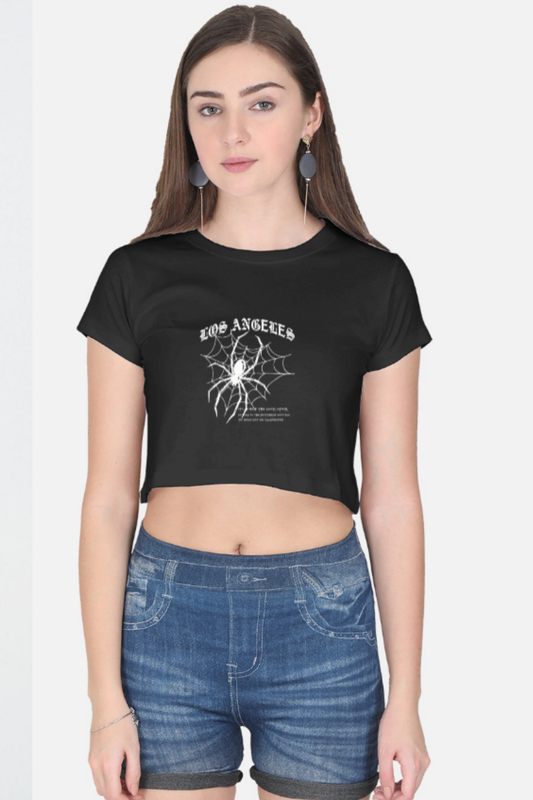 Los Angeles Spider Web Graphic Crop Top