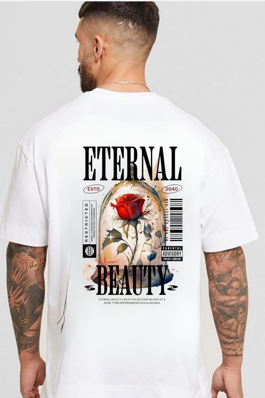 The "Eternal Beauty" Rose Back Print Oversized Tee