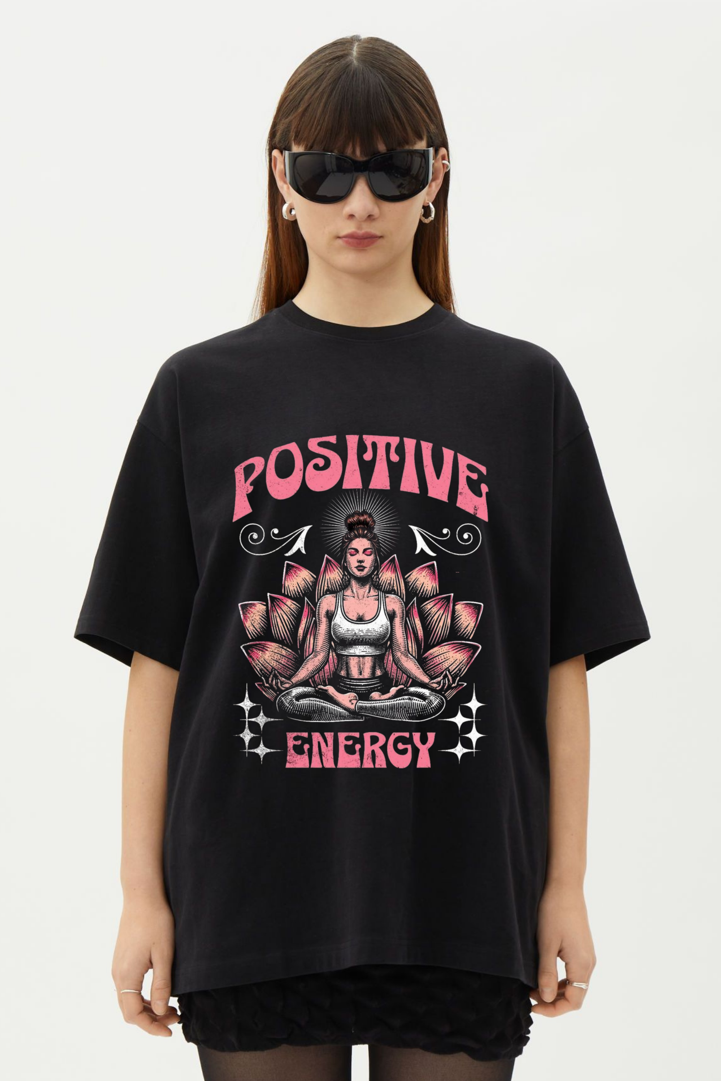 Positive Energy Lotus Meditation Oversized Tee