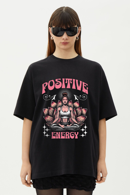 Positive Energy Lotus Meditation Oversized Tee