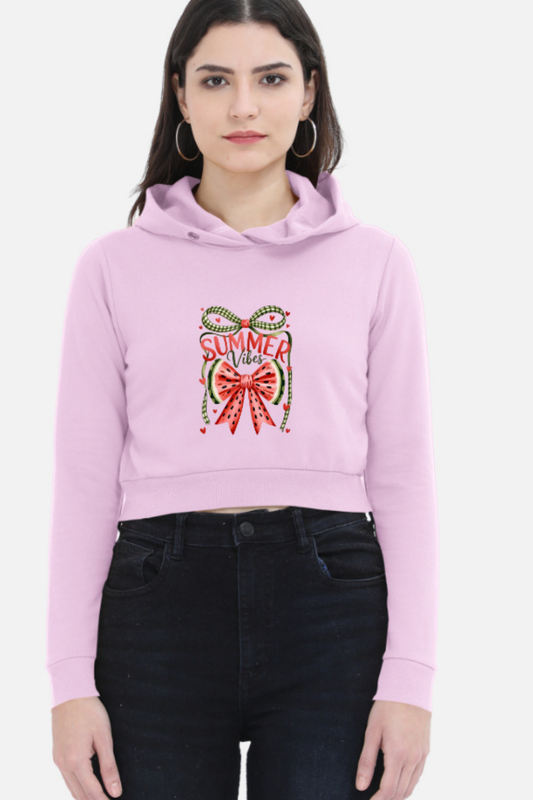 Watermelon Bow 'Summer Vibes' Cropped Hoodie