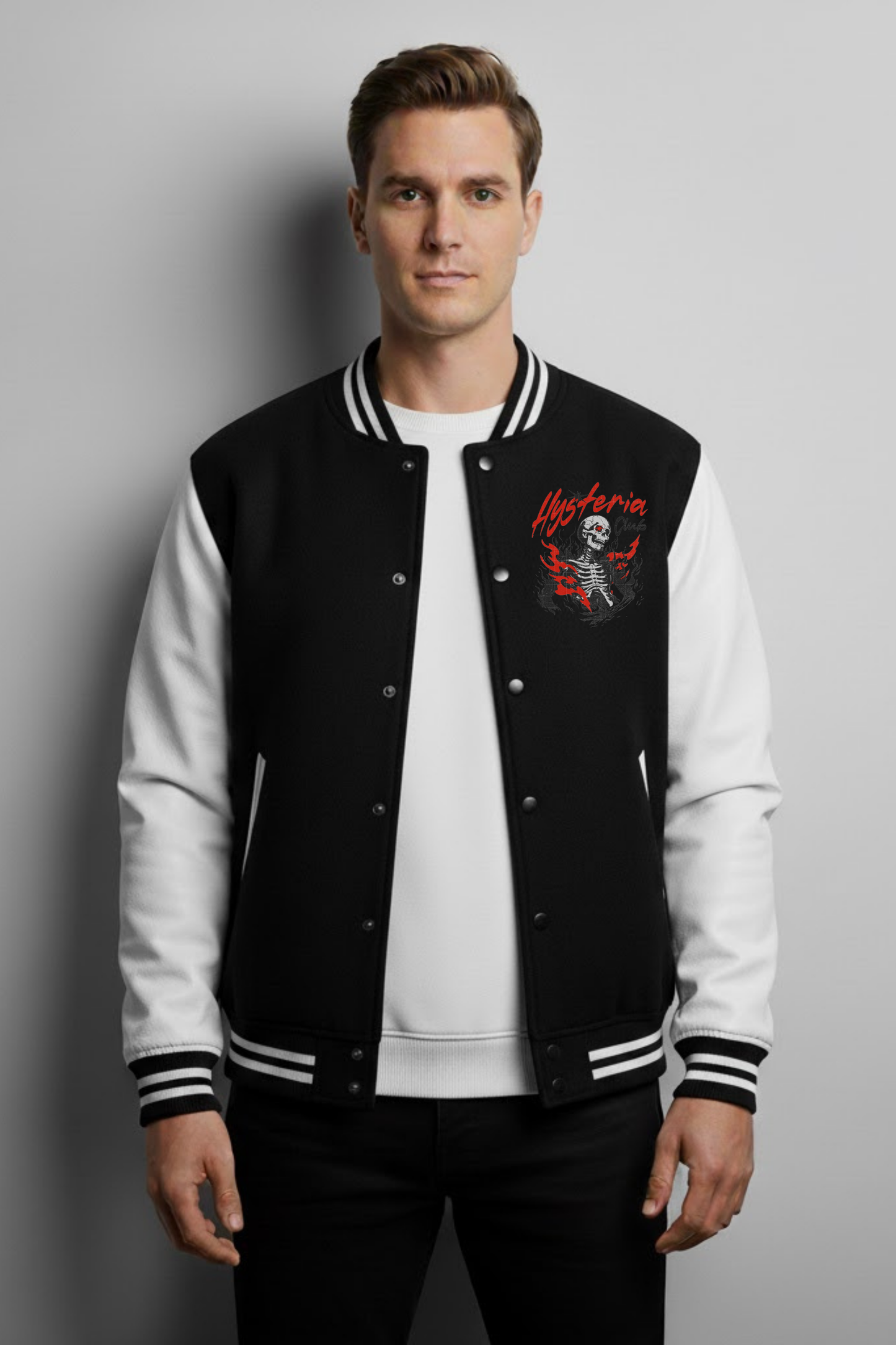 Hysteria Skeleton Flames Varsity Jacket