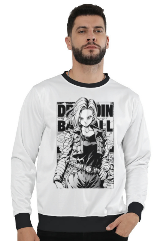 Android 18 Black & White Manga Graphic Sweatshirt