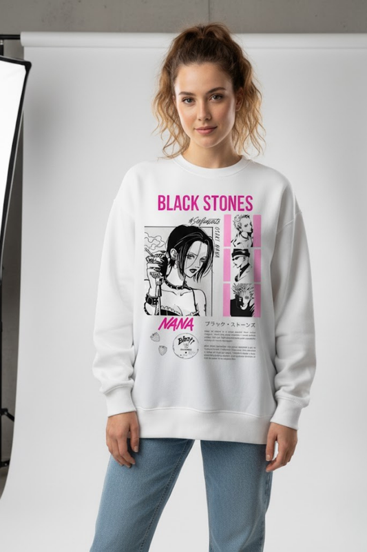NANA Black Stones Band Graphic Sweatshirt | Grunge Pink