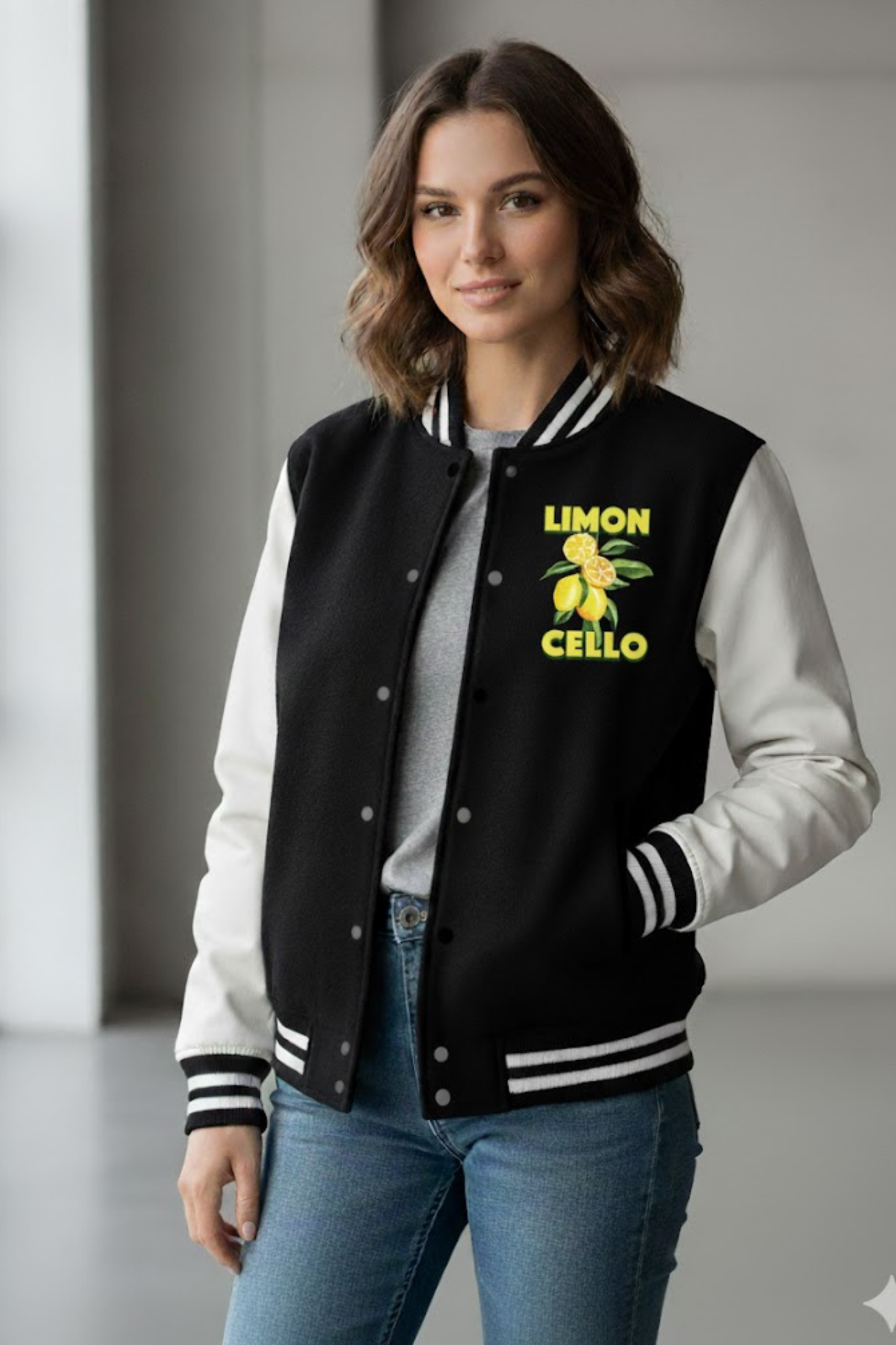 The "Limoncello" Contrast Varsity Jacket