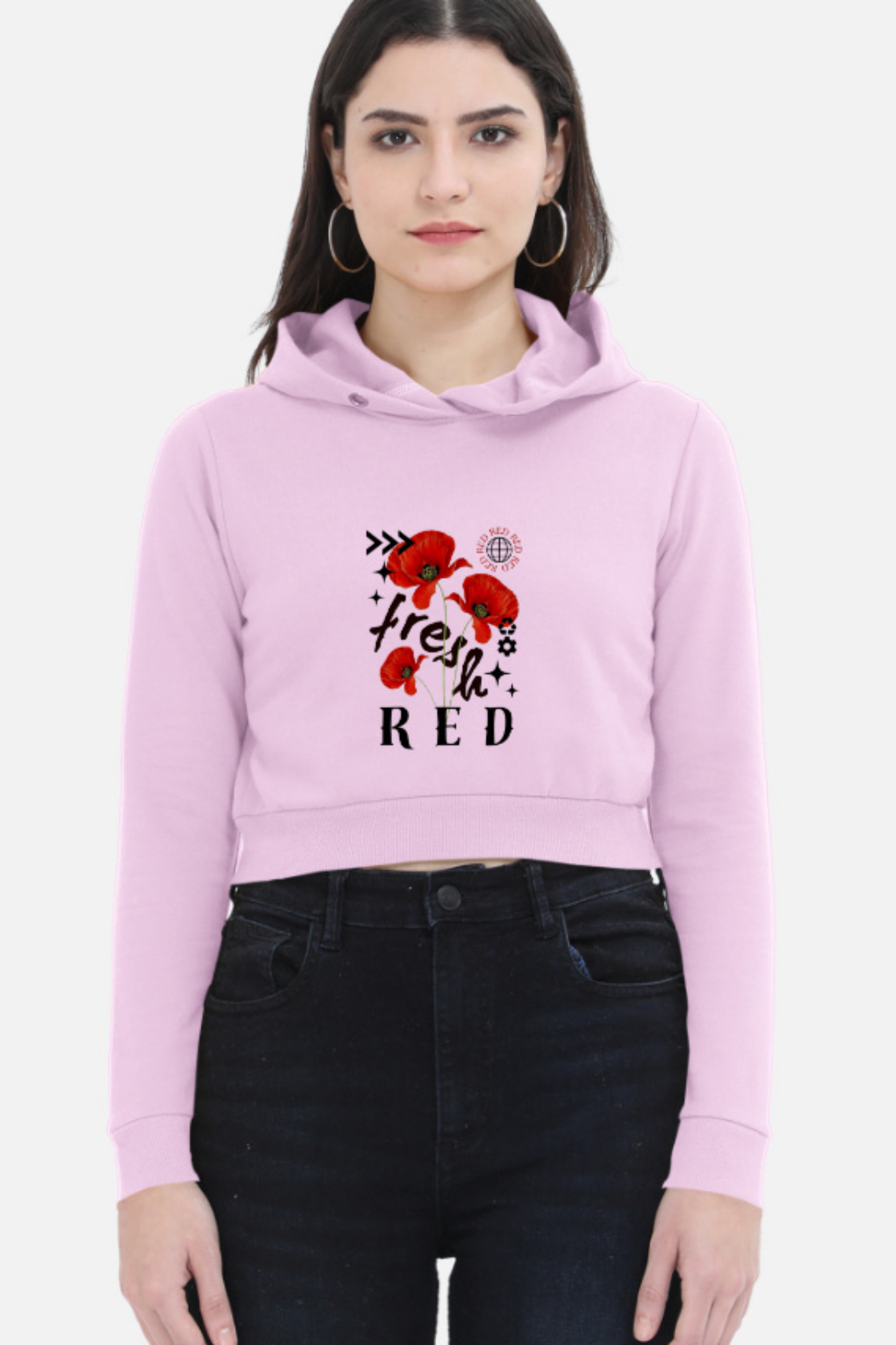 Fresh Red Poppy Crop Hoodie