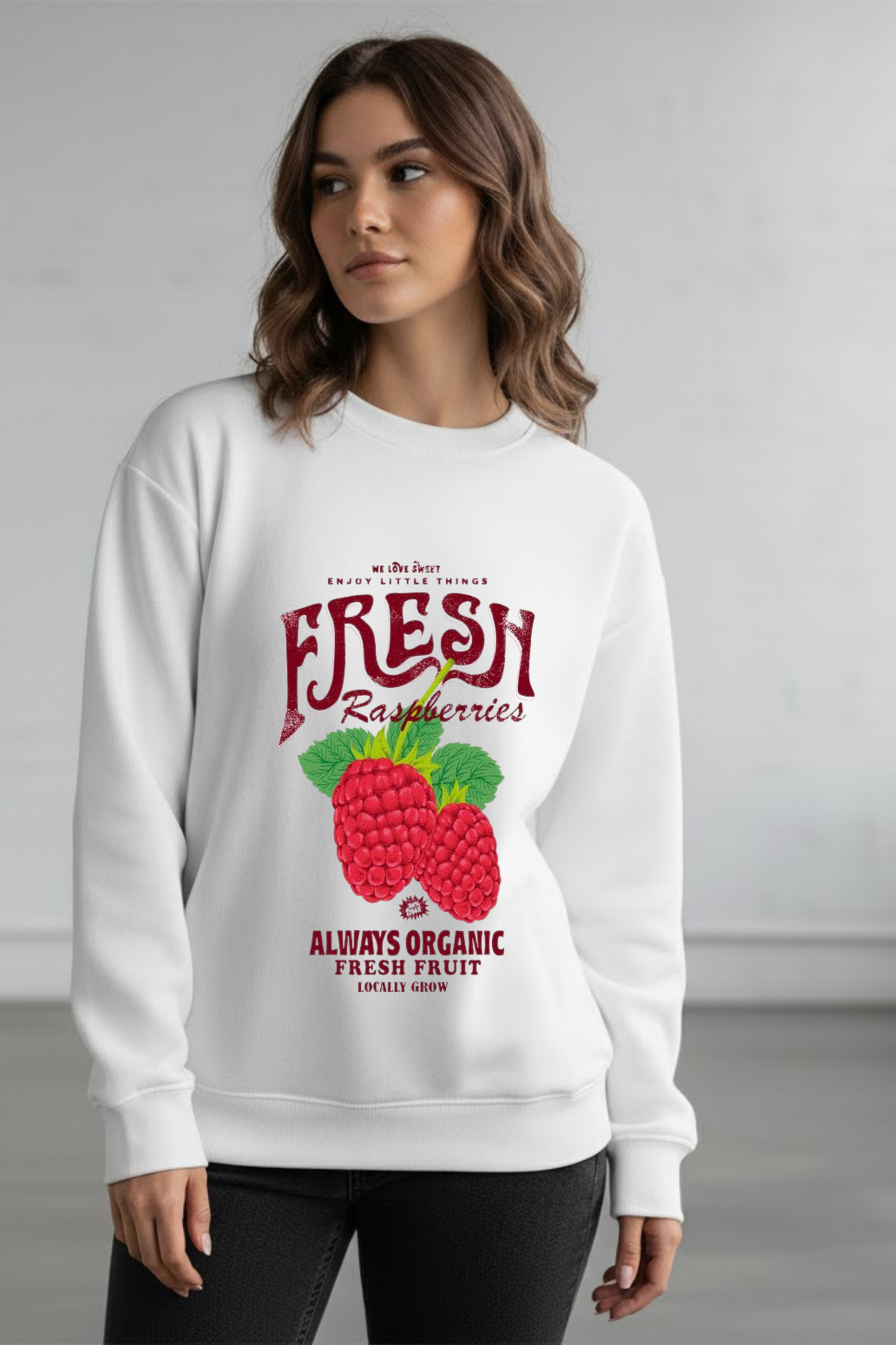 Vintage "Fresh Raspberries" Graphic Sweatshirt