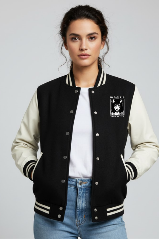 Bad Girls Taste Better" Demon Girl Varsity Jacket