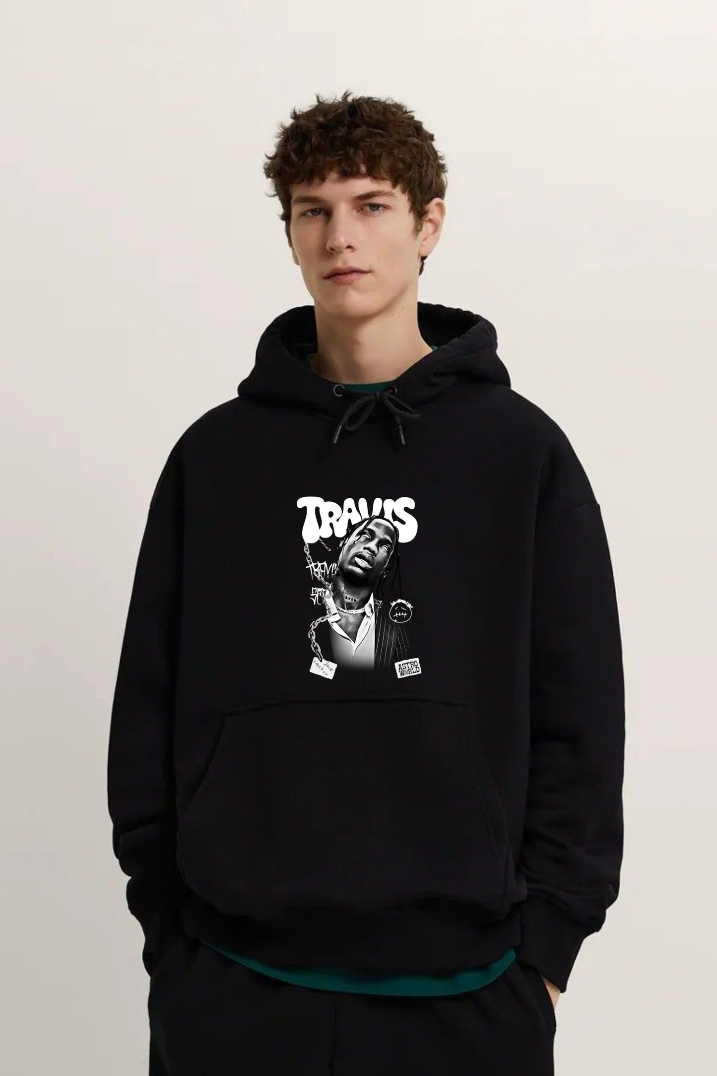 Travis Scott Black & White Retro Graphic Hoodie