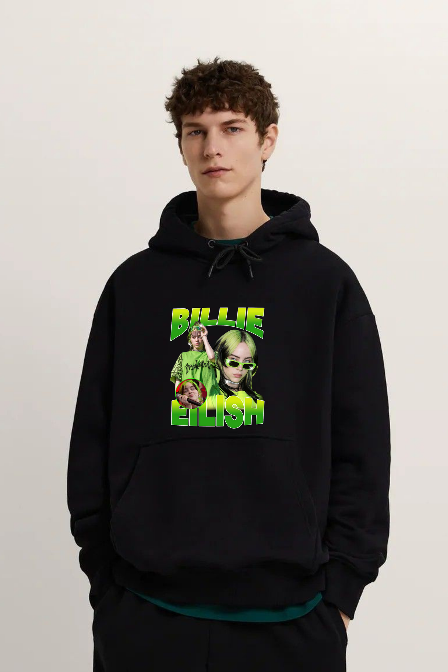 Billie Eilish Neon Green Retro Graphic Hoodie