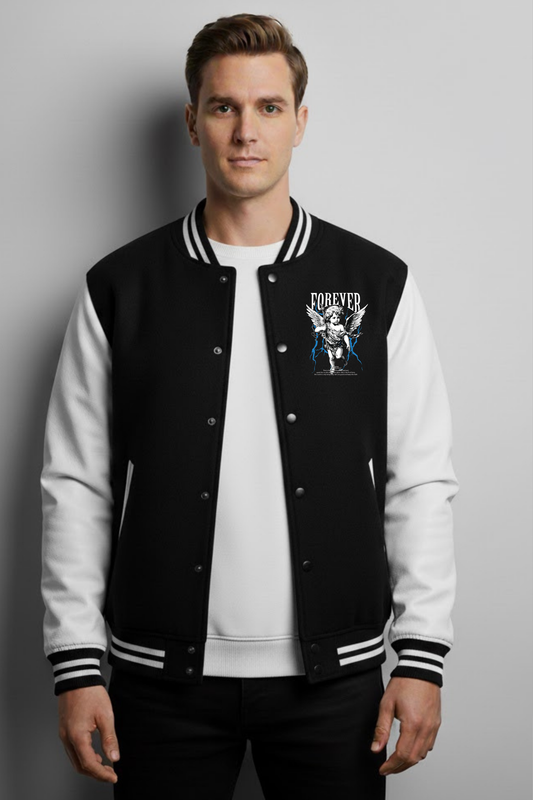 FOREVER" Angel Graphic Varsity Jacket