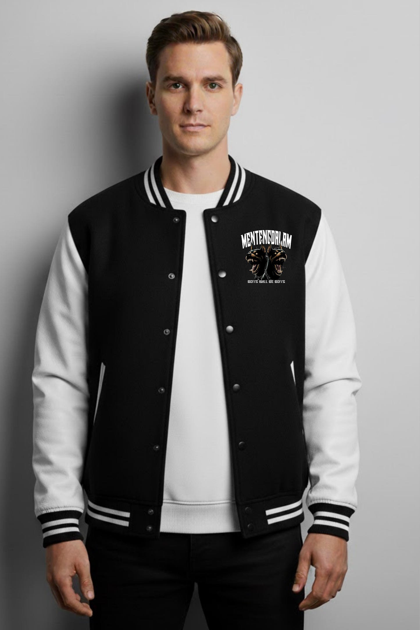 MENTENGODAM 'Boys Will Be Boys' Varsity Jacket