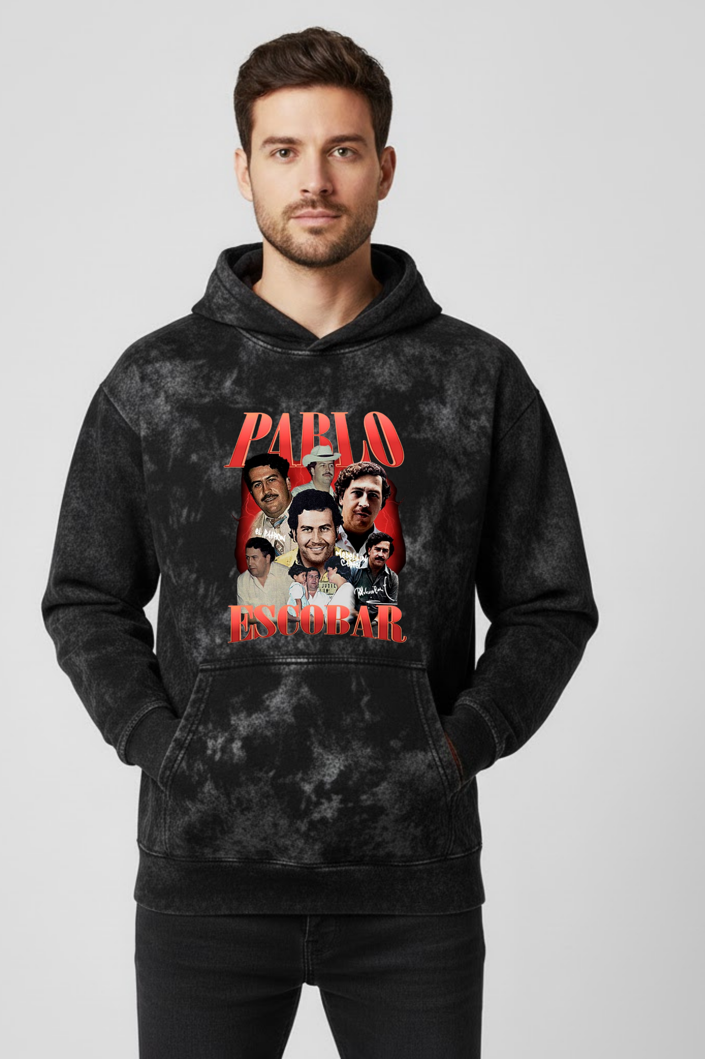 'El Patrón' Pablo Escobar Vintage Graphic Acid Washed Hoodie