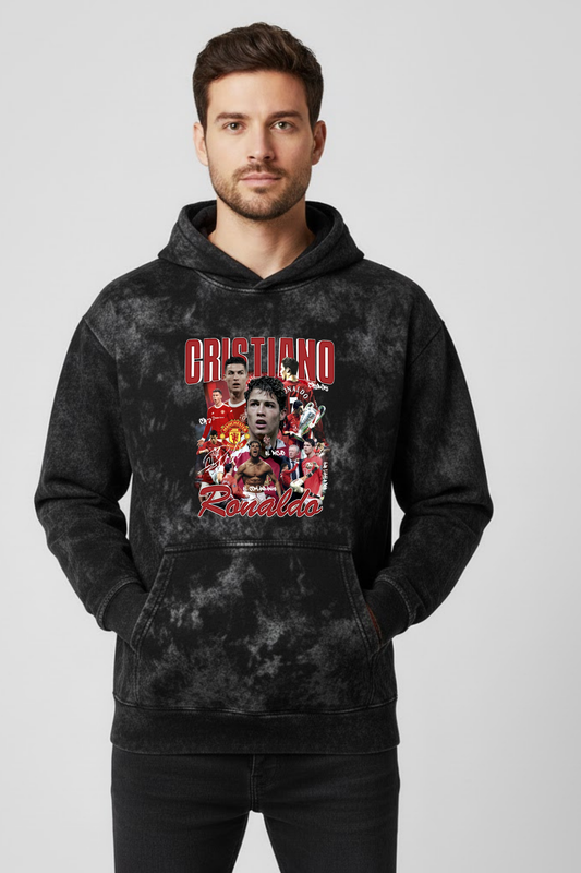 CR7 GOAT Collage Vintage Acid Washed Hoodie
