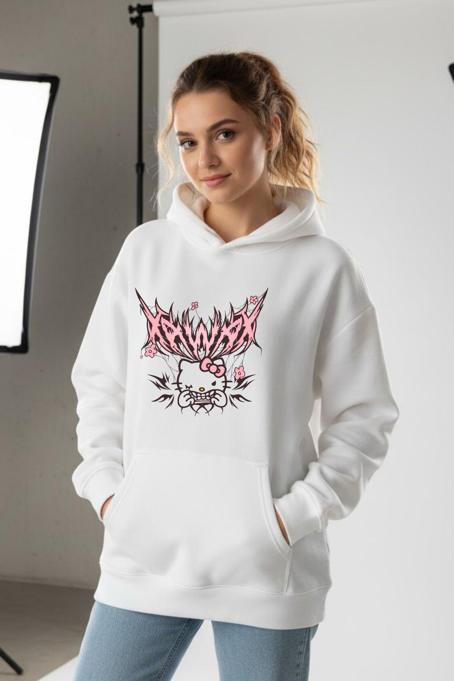 Metal Kitty" Gothic Graphic Hoodie